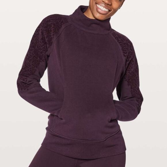 Lululemon Floral Flock Pullover‎ Black Cherry Size 8 - Picture 1 of 10